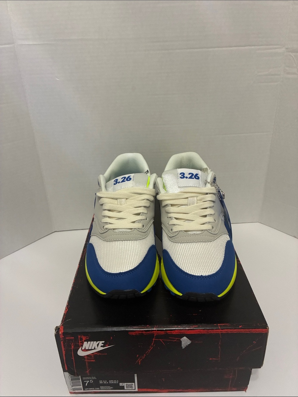 Nike White, Blue & Neon Green Low-Top Sneakers